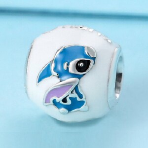 Lilo & Stitch Charm, 100% 925 Sterling Silver with Mixed Enamel Fits to all Women Charm Bracelets Handmade Charms