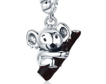 Ciondolo con perline Koala australiano fatto a mano 100% argento sterling 925 adatto per bracciale da donna