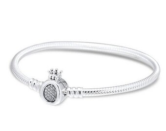 NOUVEAU Moments Crown O Snake Bracelet Fait à la main en argent sterling 925 - Convient aux bracelets à breloques européens et féminins