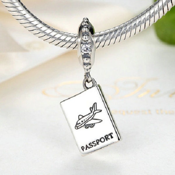 Passport Dangle Charm pasaporte Bead Reisepass charm 100% 925 Sterling Silver fit for Authentic Women Bracelets Handmade Charms