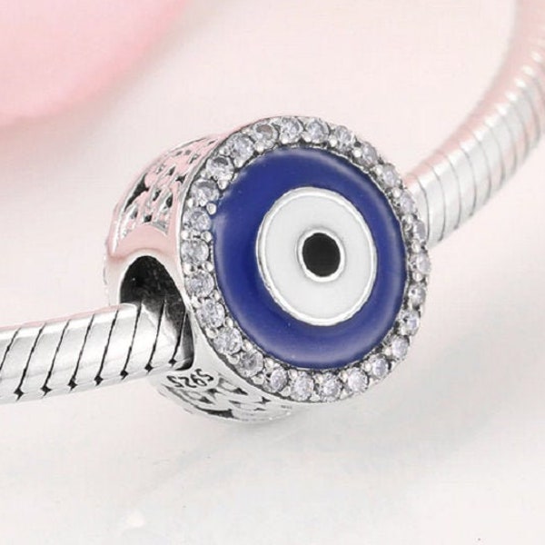 Turkish Evil Eye Charm, 100% 925 Sterling Silver Charm, Fits to all Women Charm Jewelry, Free Shipping.