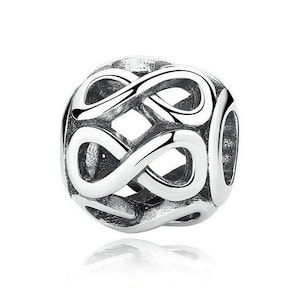 Infinity Beads, Infinity Charm 100% 925 Sterling Silver fit for Authentic Women Charms and Handmade Charms