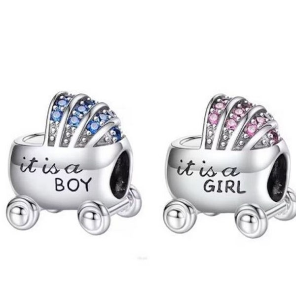 Baby Carriage Women Fit Charm-Its A Girl Gift-Its A Boy Gift-Baby Girl Boy Carriage Charm, Baby Girl Boy Bracelet Charm-Maman Handmade Charm
