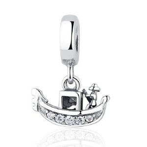 Venice Gondola Boat Pendant Charm 100% sterling silver Fit Handmade Women Charm Bracelets Authentic Sterling Silver Luxury Jewelry