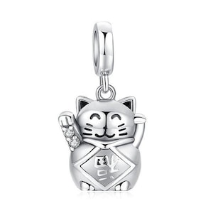 Luck Love Lucky Cat Charm Beads For Mother And Daughter 100% 925 Sterling Silver fit for Authentic Women Charms Bracelets Handmade Charms