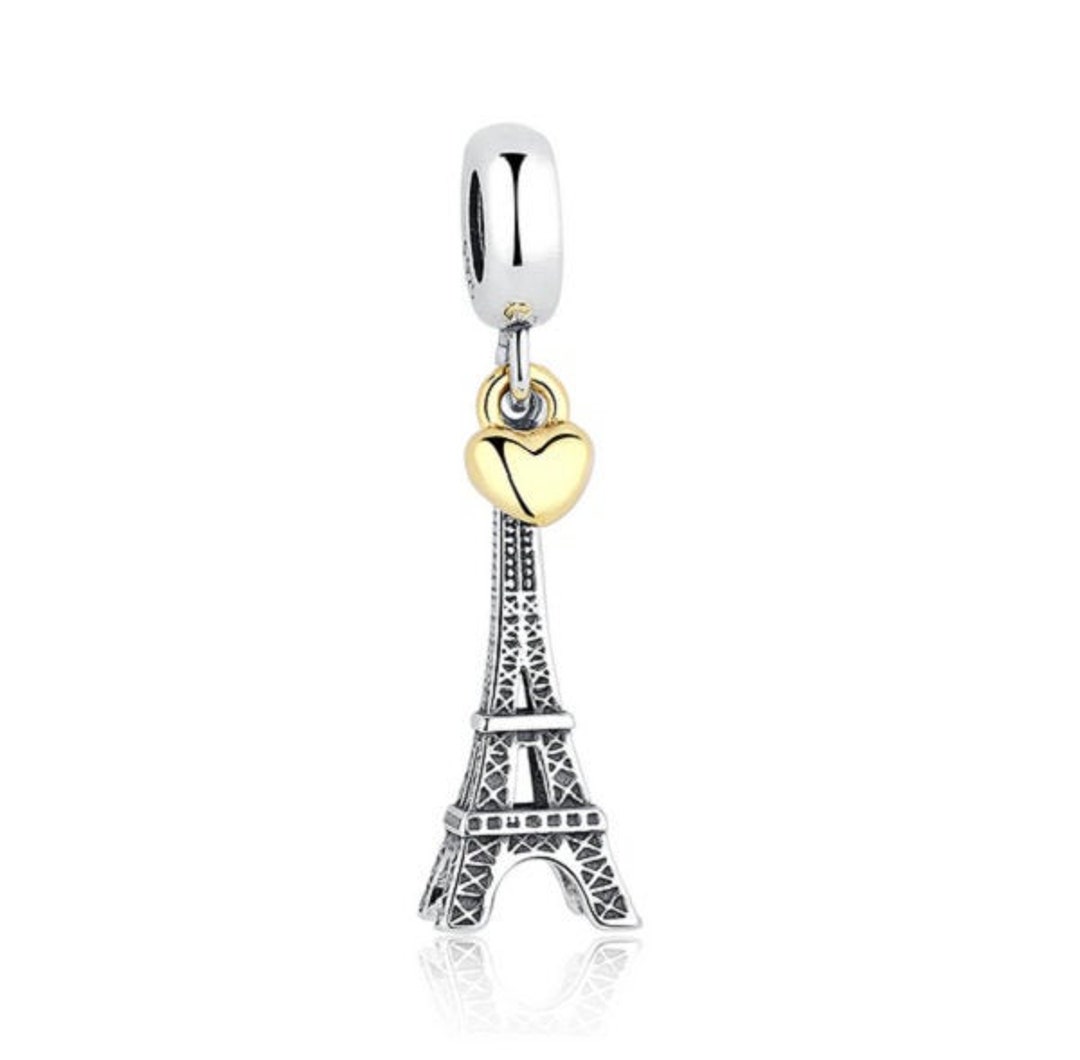 Paris Eiffel Tower & Gold Heart Charm 925 - Etsy
