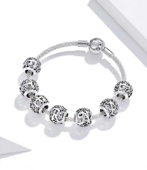 925 Sterling Silver Crystal Alphabet Alphabet Beads For Bracelets