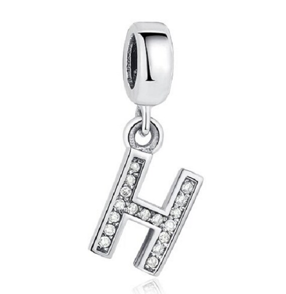 1pc 925 Silver Plated Charms Love Alphabet A-Z 26 Letters Beads Letter Pendant Dangle Fit Original Charm Bracelet Women DIY Gift Jewelry,Temu