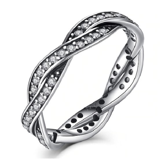 Twist of fate stackable ring clear cz top
