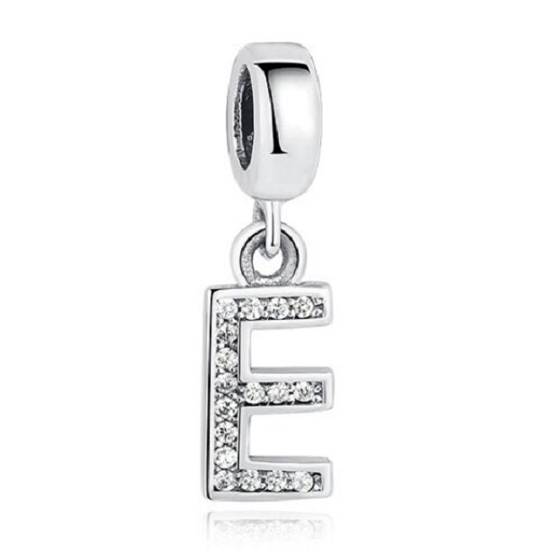 BABAMIA 925 Sterling Silver Heart Letter Bead Charms Fits Bracelets and Necklaces | Initial Pendant Charms Paved with Cubic Zirconia | Letter A-Z