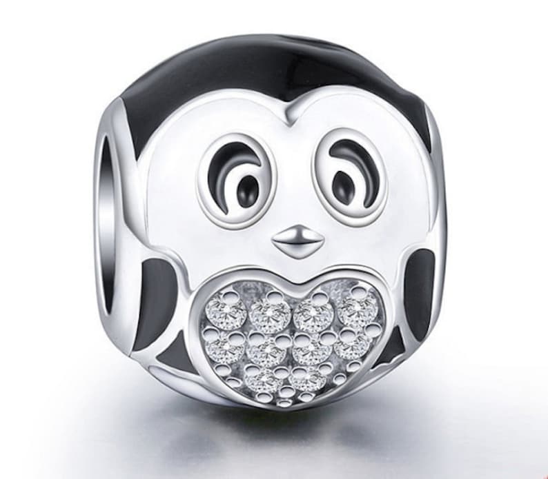 Penguin CZ Beads Charm Handmade 100 925 Sterling Silver Fit Etsy