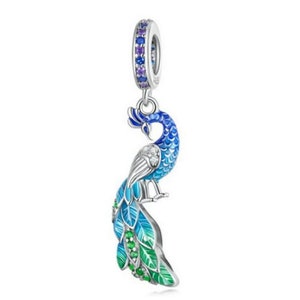 Enchanting Peacock Bracelet Charm Fits Women, 925 Sterling Silver, Peacock Jewelry, Peacock Lover Gifts, Peacock Pendant Handmade charms