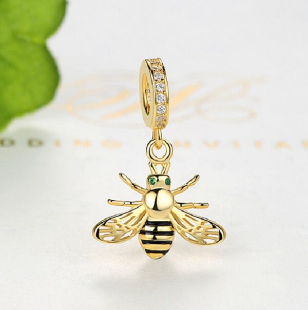 New Gold Honey Bee Charm 100 925 Sterling Silver Fit Charm Etsy