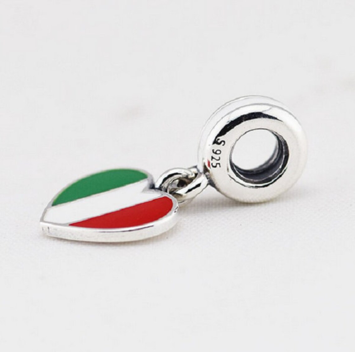 Italy Heart Flag Charms 925 Sterling Silver Fit for Pandora Etsy