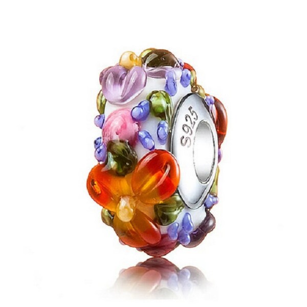 Verre de Murano 925 noyau en argent perle hawaïenne Maui floral Lei breloque pour femme Bracelet et collier mode bijoux à bricoler soi-même, coupe, femme