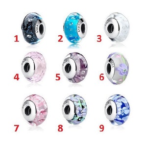 Effervescence Murano Glass Beads Charm 100% 925 Sterling Silver fit for Authentic Women Bracelets Charms and Handmade Charms