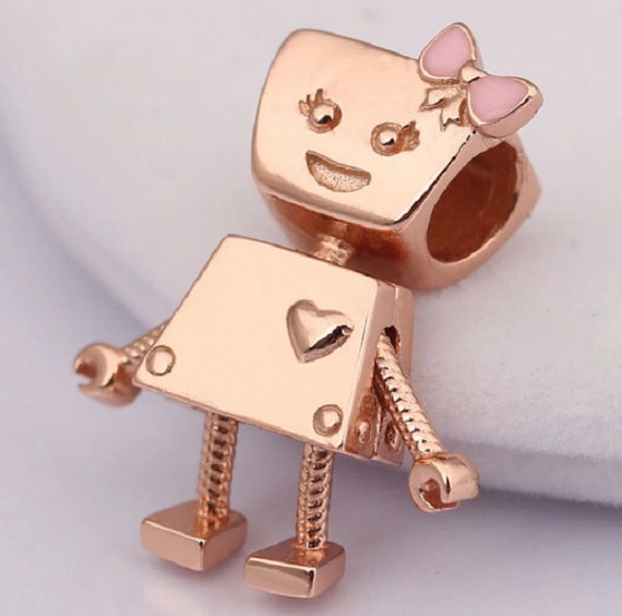 Bella Bot Charm With Pink Enamel Charm 