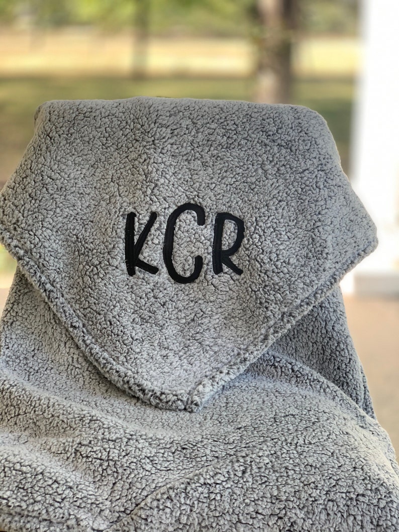 Embroidered Sherpa Blanket for trips bridesmaid gifts Etsy