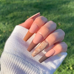 Fall press on nails Fall nails Autumn press on nails Autumn nails brown press on nails brown nails press on nails nails image 1