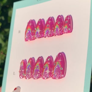 Holographic press on nails ~ Holographic nails ~ Cat eye press on nails ~ Cat eye nails ~ Rainbow cat eye nails  ~ press on nails ~ nails