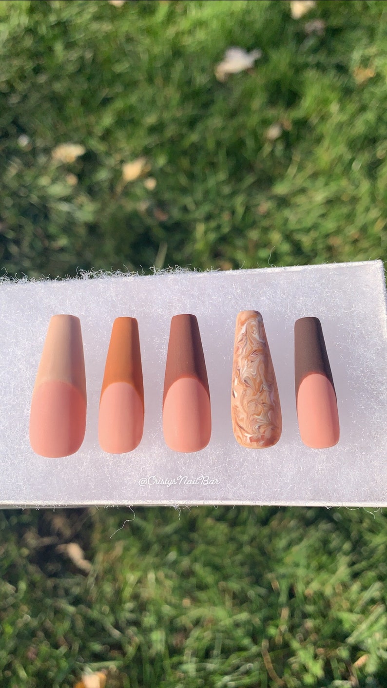 Fall press on nails Fall nails Autumn press on nails Autumn nails brown press on nails brown nails press on nails nails image 4