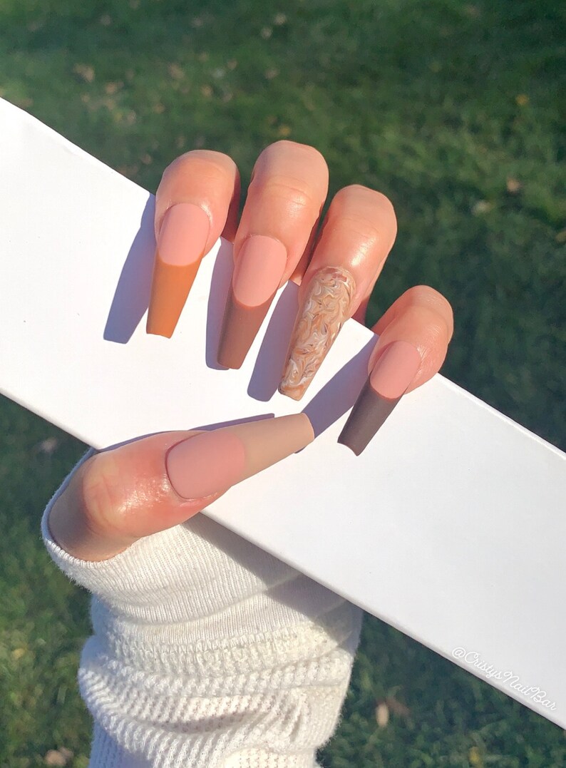 Fall press on nails Fall nails Autumn press on nails Autumn nails brown press on nails brown nails press on nails nails image 3