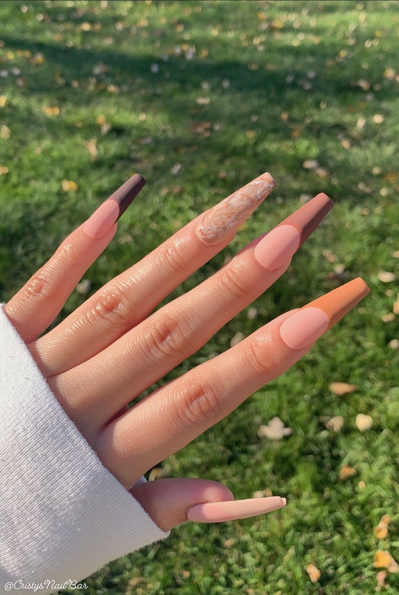 Fall press on nails Fall nails Autumn press on nails Autumn nails brown press on nails brown nails press on nails nails image 2