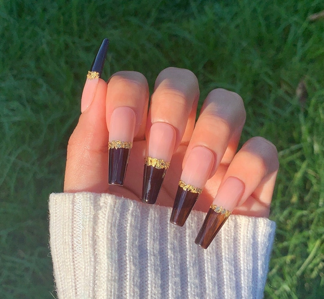 Fall Press on Nails Fall Nails Brown French Press on Nails Brown Fall