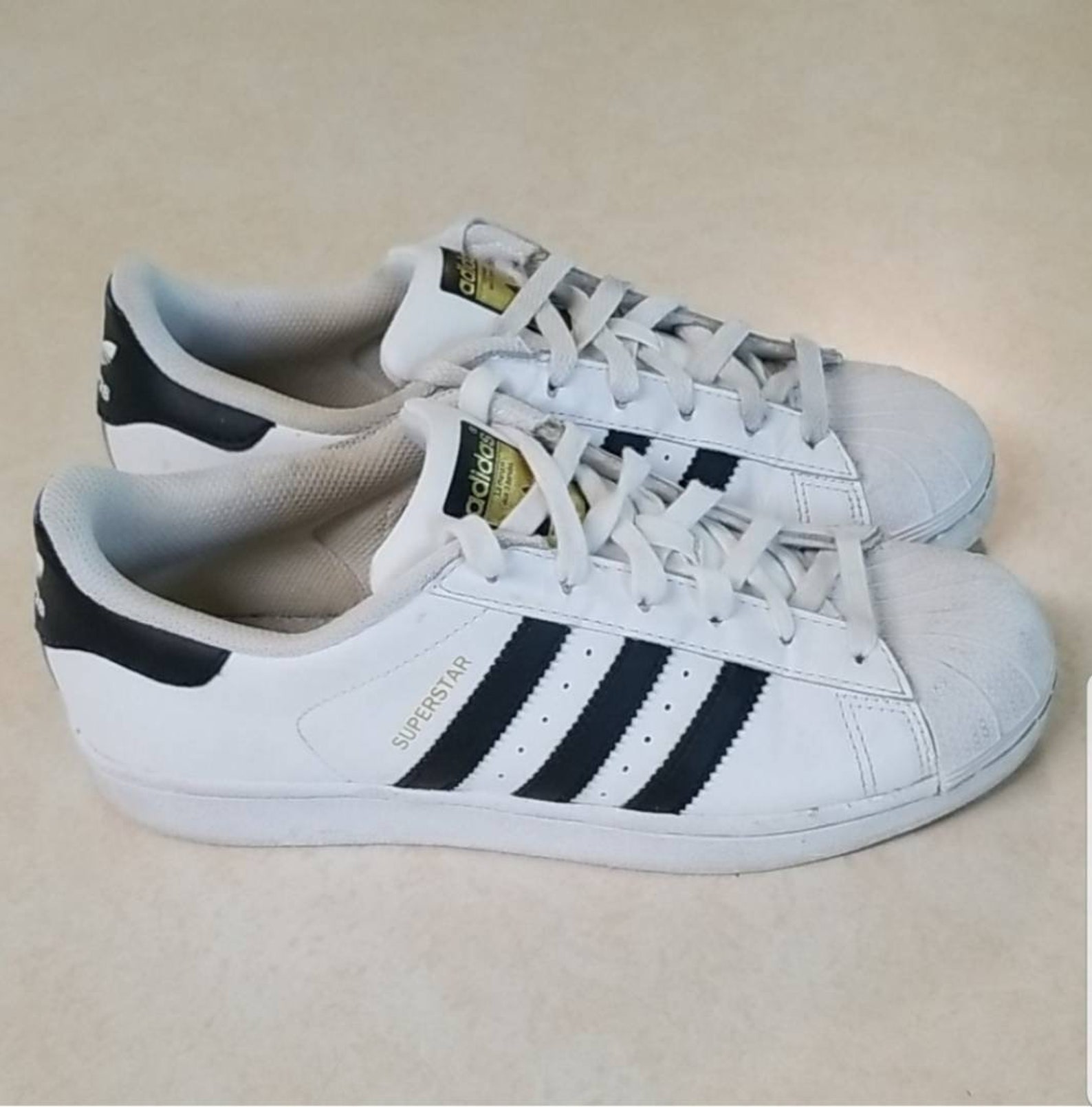 ADIDAS Women's Superstar White & Black Sneakers Size 6 | Etsy