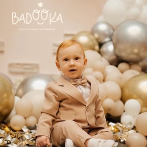Beige Klassischer Anzug FULL SET (0-9 Jahre) für Jungen - Beige Jungenanzüge Set - Komplettes Outfit für Kinder - Stilvoll und Bequem