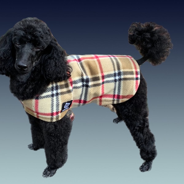 CUSTOM Winter COATS For DOGS...Reversible Waterproof Pul/Fleece, Proceeds to Animal Rescue.Harness Opening, Easy On & Off Velcro Tabs.