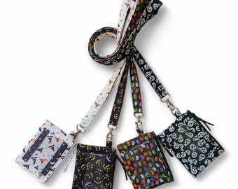 Cordón de Halloween, billetera con porta credencial y porta credencial