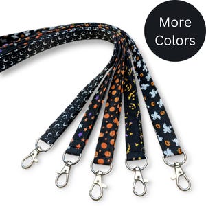 Halloween Lanyard, Breakaway Lanyard, ID and Badge Lanyard, Spooky Season, Fabric Lanyard, Safety Lanyard, Teacher Lanyard, Lanyard For Keys
