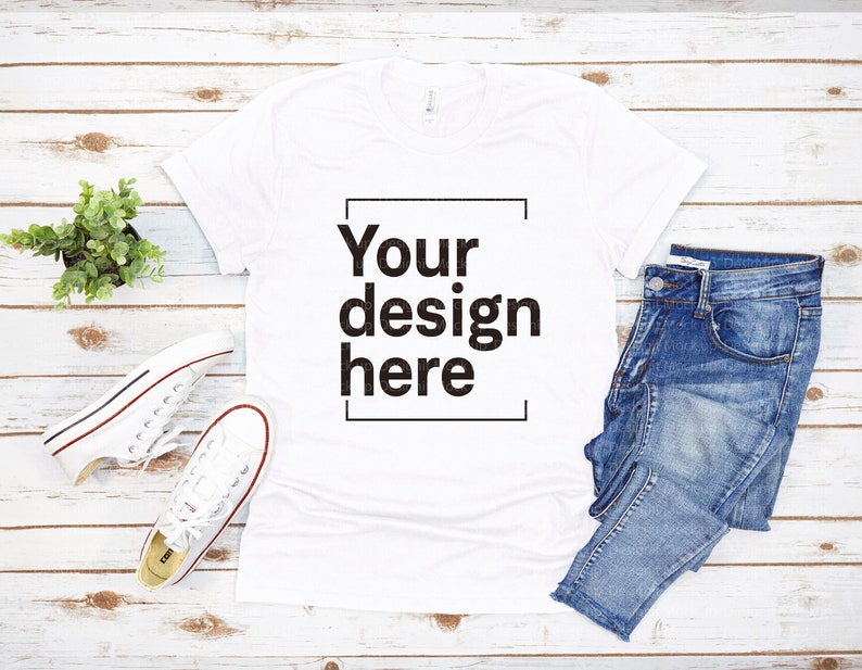 Download White Tshirt Bella Canvas 3001 Flat lay Shirt T-shirt Mock ...