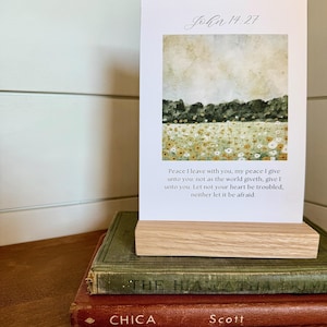 Bible Verse Crds with Wooden Stand | Personalized Christian Scripture Cards for Home Decor and Daily Inspiration Gift | Watercolor Print
