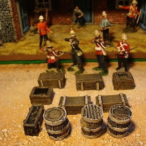 T6  Wooden Boxes And Barrels Resin. Rourke&#39;s drift and Zulu War 1.32 scale.
