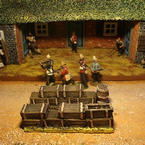 T1 Zulu WAR en Rourke Drift. Harsdozen, vaten voor diorama&#39;s. schaal 1,32,