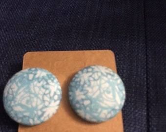 Large fabric button earrings