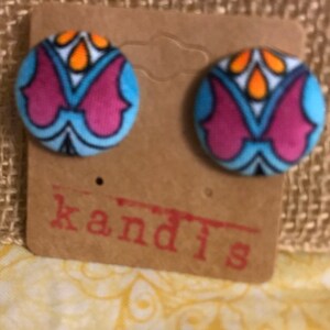 Medium Fabric Button Earrings