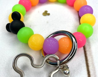 Mickey Mouse Brights • Keychain Bracelet • Flexible Silicone • Gift • Hands Free • Bangle Bracelet • New Mom