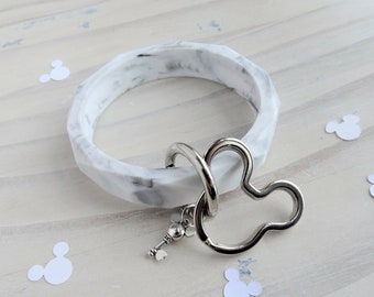 Mickey Mouse • Marble Keychain Bracelet • Bangle Bracelet • Key Fob Bracelet • Silicone • Disney • Gift • Hands Free • New Mom Flexible