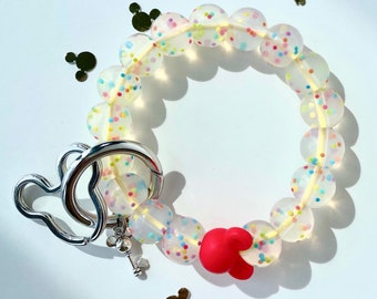 Mickey Mouse Jelly Silicone Bead Keychain Bracelet