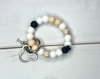 Mickey Mouse Nuetral Silicone Bead Keychain Bracelet