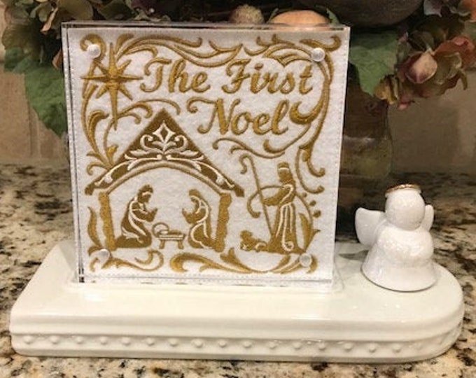 The First Noel Embroidered Panel for Nora Fleming butter dish andor magnetic frame