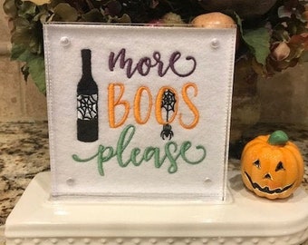 More Boos Please Embroidered Panel for Nora Fleming butter dish and/or magnetic frame
