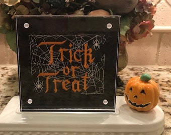 Trick or Treat Embroidered Panel for Nora Fleming butter dish and/or magnetic frame