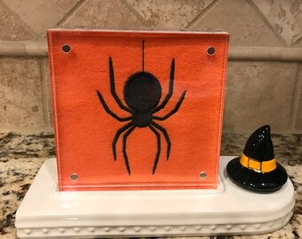 Spider Embroidered Panel for Nora Fleming butter dish and/or magnetic frame