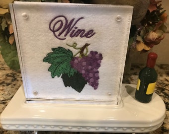 Wine Embroidered Panel for Nora Fleming butter dish and/or magnetic frame