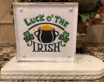 St. Patrick's Day Embroidered Panel for Nora Fleming butter dish and/or magnetic frame