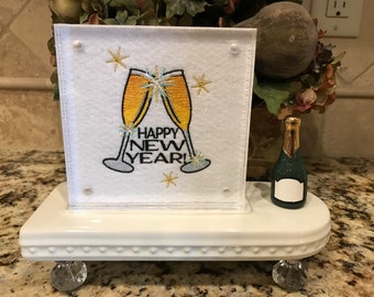 Happy New Year’s Embroidered Panel for Nora Fleming butter dish and/or magnetic frame